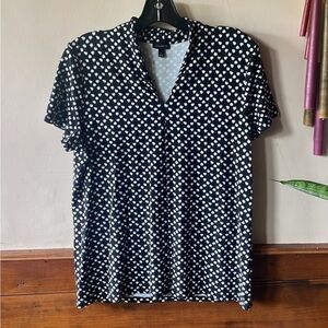 Talbots Black and White Patterned Top